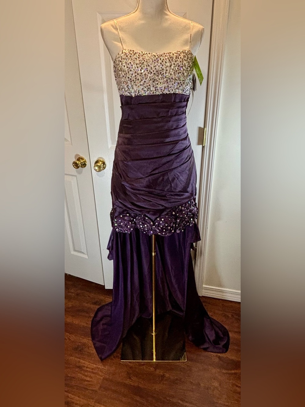 Nox Anabel Strapless/Straps Beaded Plum Purple Prom/Pageant/Mardi GRAS JuniorsXL